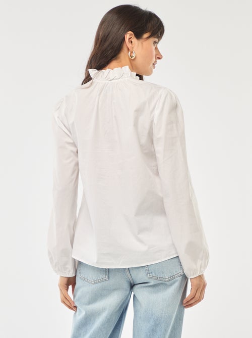Blouse met ruches aan de kraag en de sluiting - Kiabi