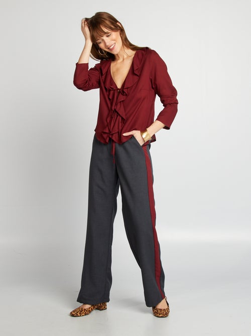 Blouse met ruches en knoopdetail - Kiabi