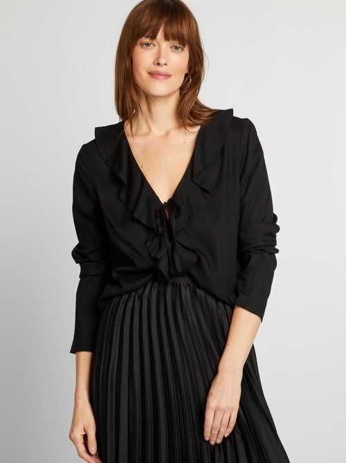 Blouse met ruches en knoopdetail - Kiabi