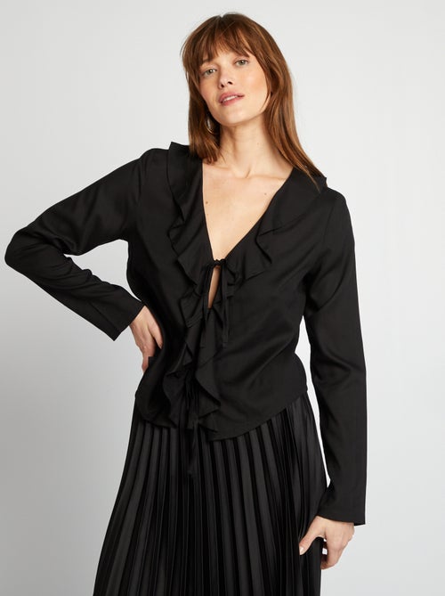 Blouse met ruches en knoopdetail - Kiabi