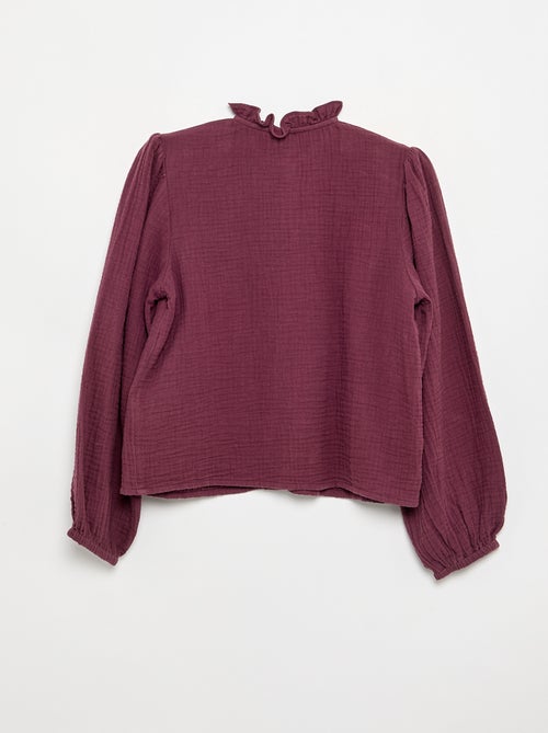 Blouse met rucheskraag en borduurwerk - Kiabi