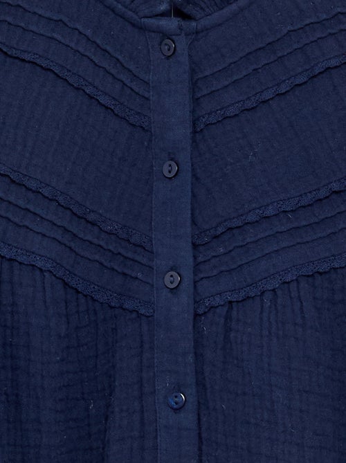 Blouse met rucheskraag en borduurwerk - Kiabi