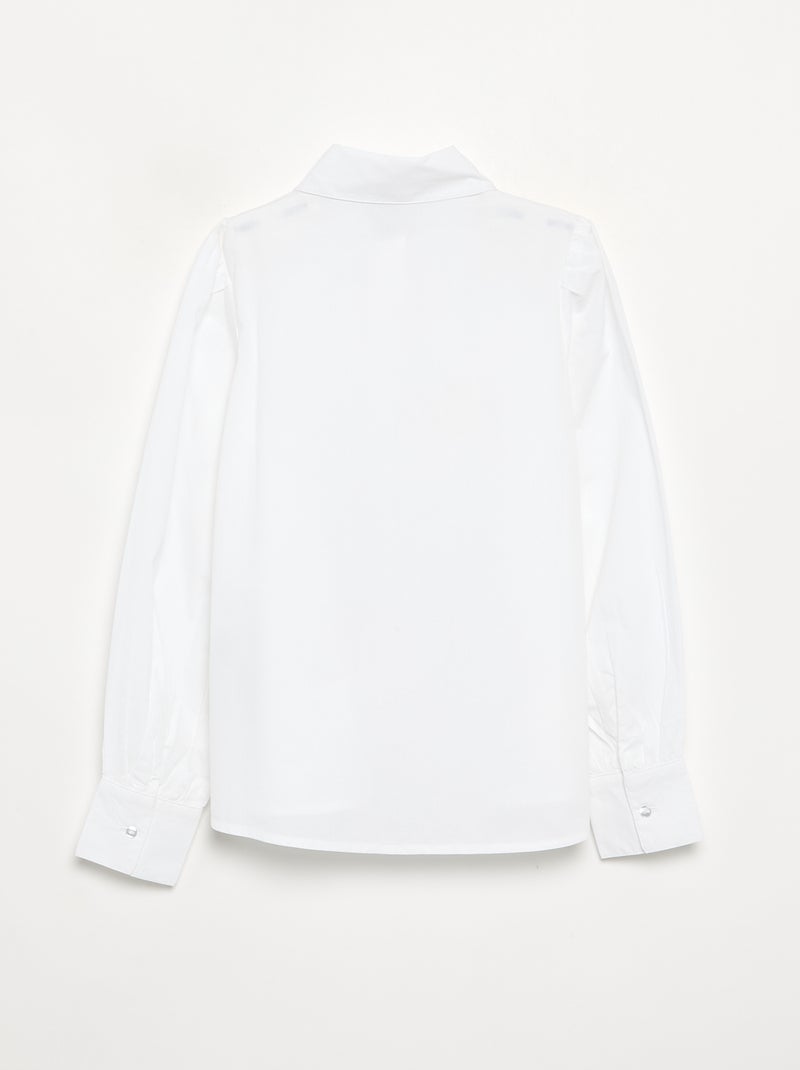 Blouse met siersteentjes op de kraag Wit - Kiabi