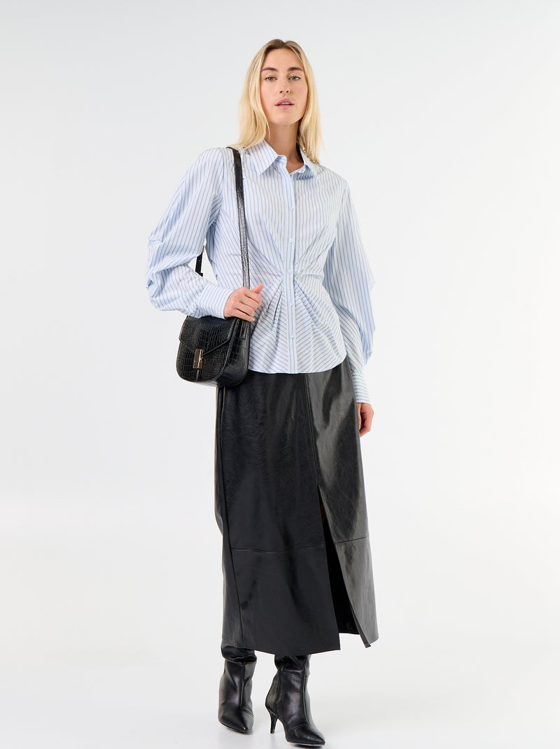 Blouse met speelse, getailleerde voorkant Blauw - Kiabi