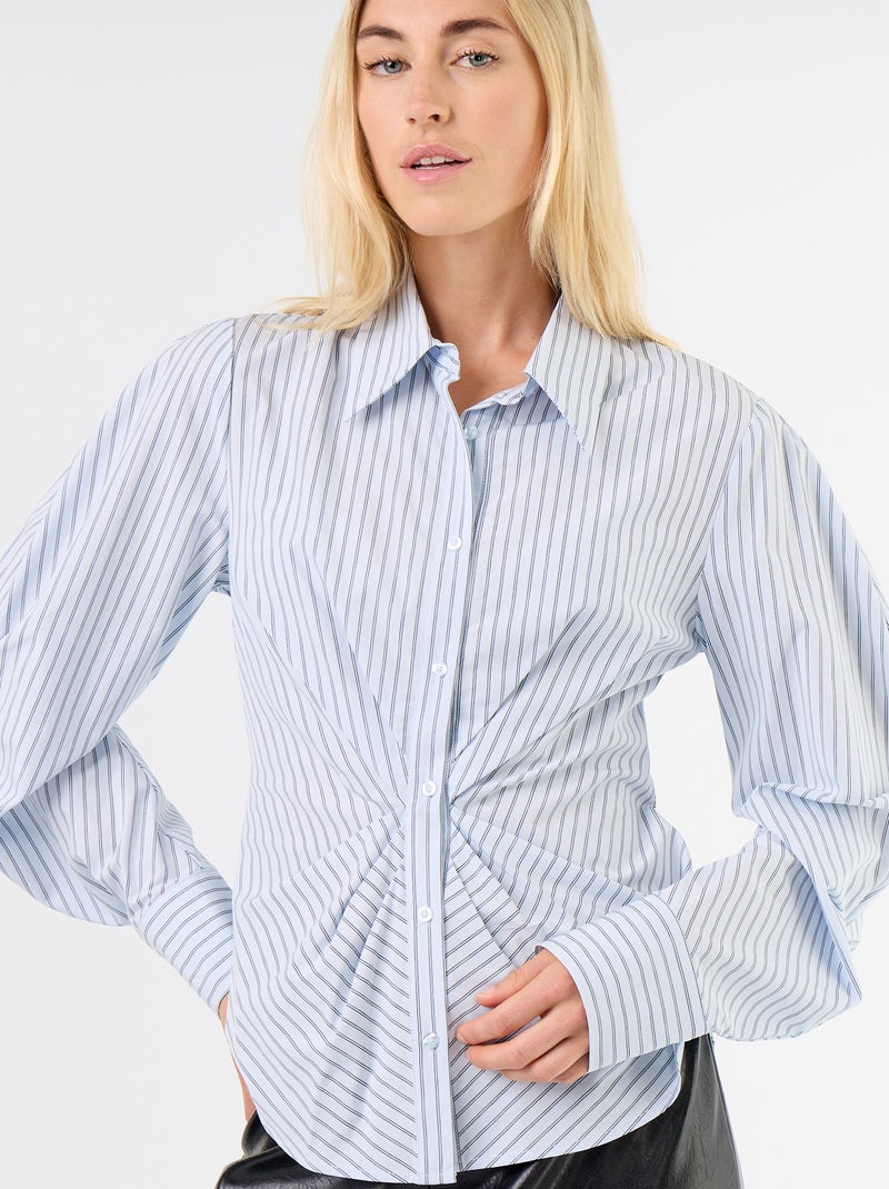 Blouse met speelse, getailleerde voorkant Blauw - Kiabi