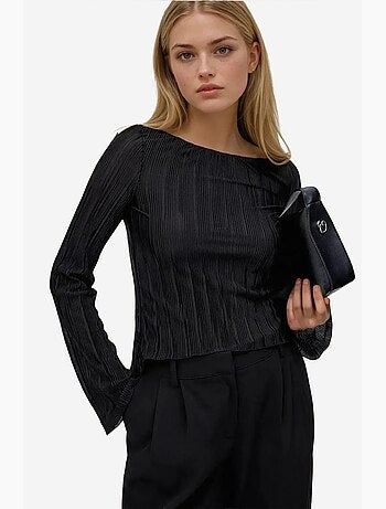 Blouse met strikbandjes en boothals