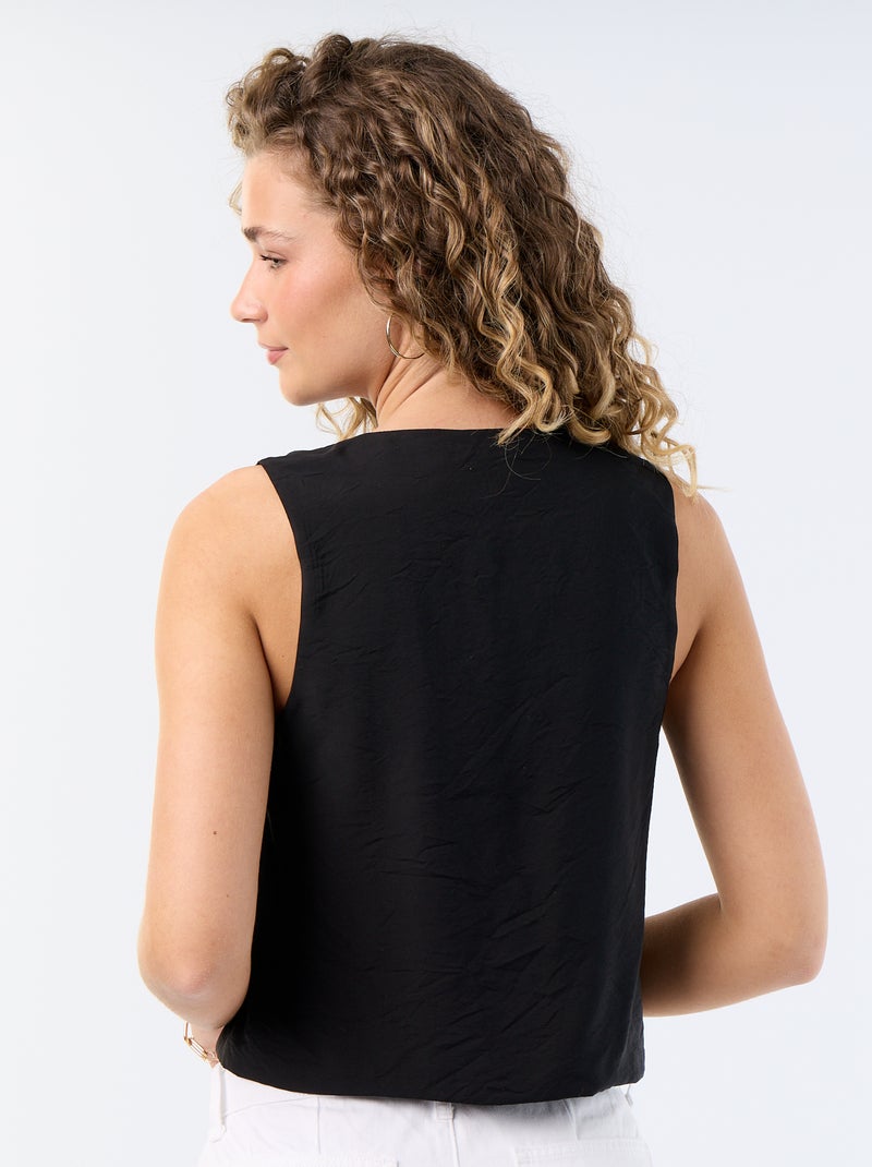 Blouse met strikjes Zwart - Kiabi