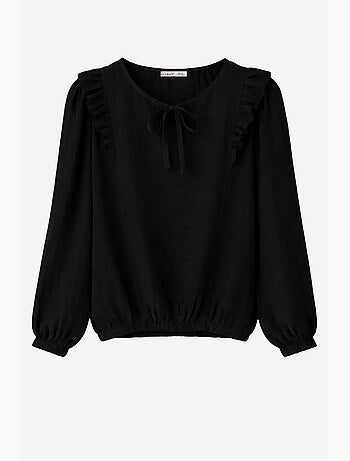 Blouse met textuur, ruches en ronde hals mixray