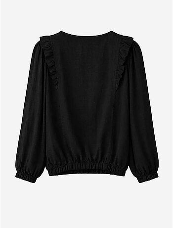 Blouse met textuur, ruches en ronde hals mixray