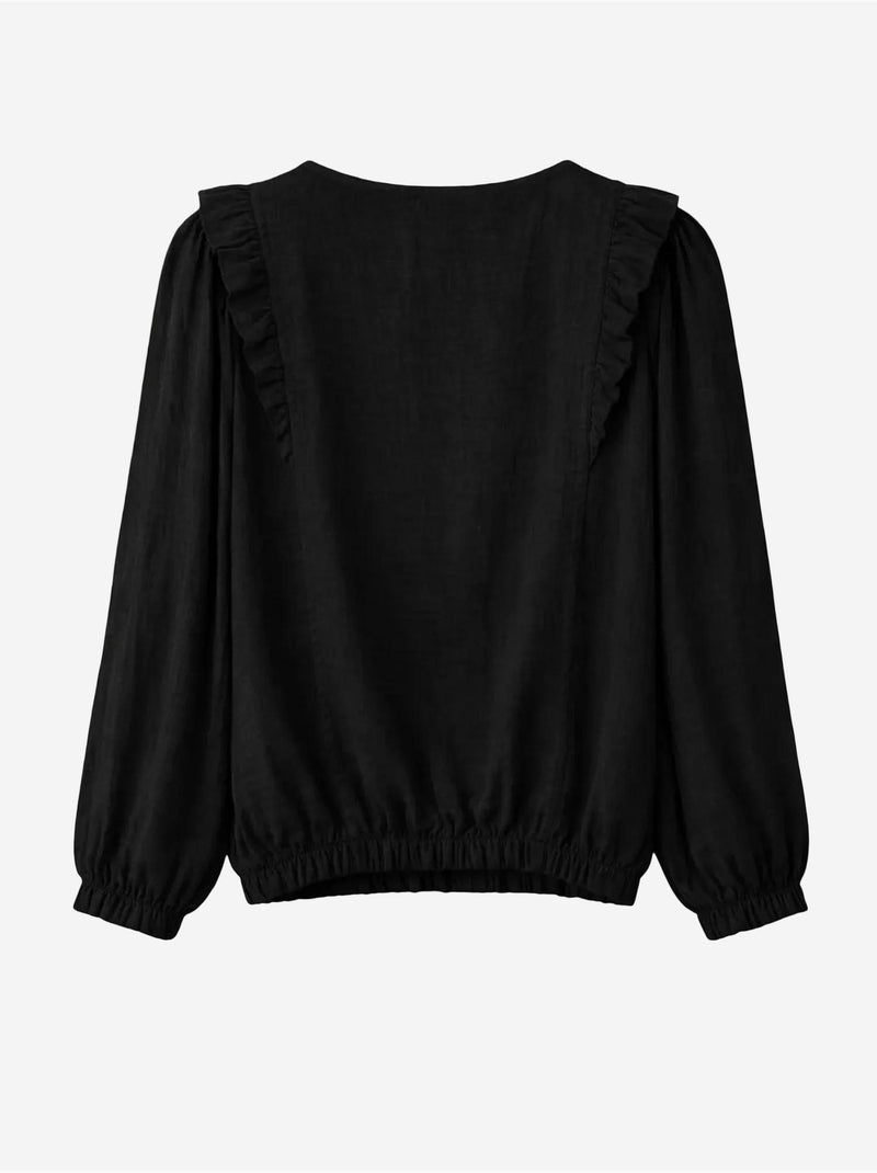 Blouse met textuur, ruches en ronde hals mixray Zwart - Kiabi