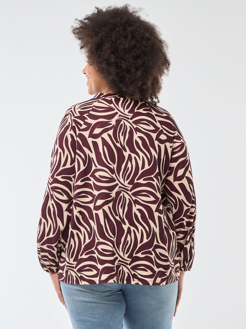 Blouse met V-hals en all-over motiefje Rood - Kiabi