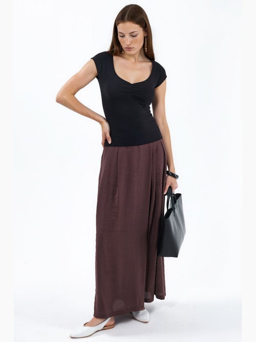 Blouse met v-hals en korte mouwen met drapering busem - Kiabi