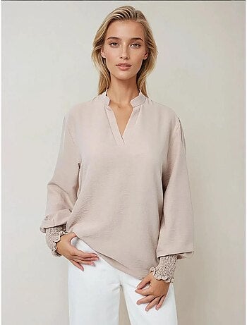 Blouse met V-hals en lange mouwen