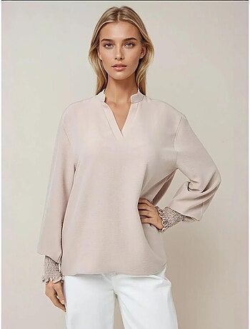 Blouse met V-hals en lange mouwen
