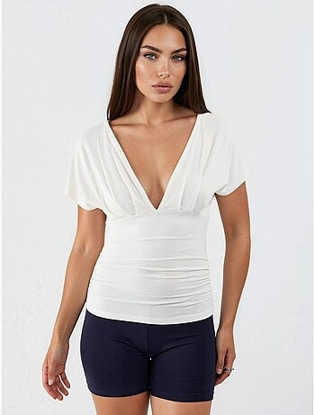 Blouse met v-hals en strikdetail busem