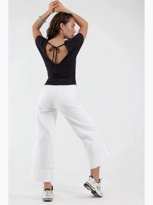Blouse met v-hals en strikdetail busem - Kiabi
