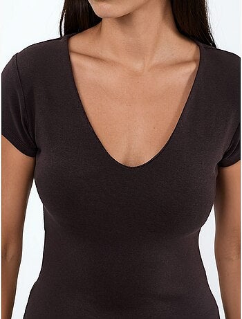 Blouse met v-hals van modal-katoenmengeling busem