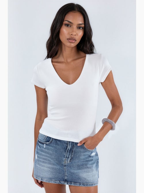 Blouse met v-hals van modal-katoenmengeling busem - Kiabi