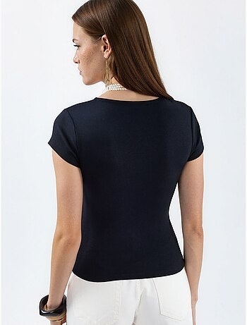 Blouse met v-hals van modal-katoenmengeling busem