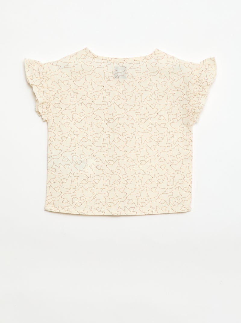 Blouse met 'vogel'-print Wit - Kiabi