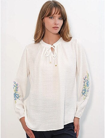 Blouse oversize en crêpe brodé bdart