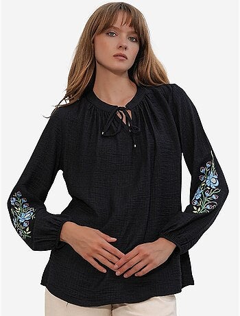 Blouse oversize en crêpe brodé bdart