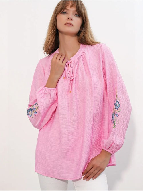 Blouse oversize en crêpe brodé bdart - Kiabi