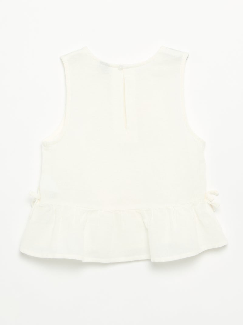 Blouse peplum  avec nœuds fantaisies Blanc - Kiabi