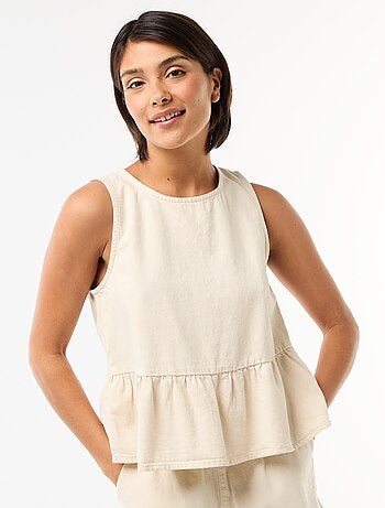 Blouse peplum en jean sans manches