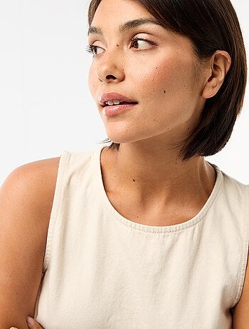 Blouse peplum en jean sans manches