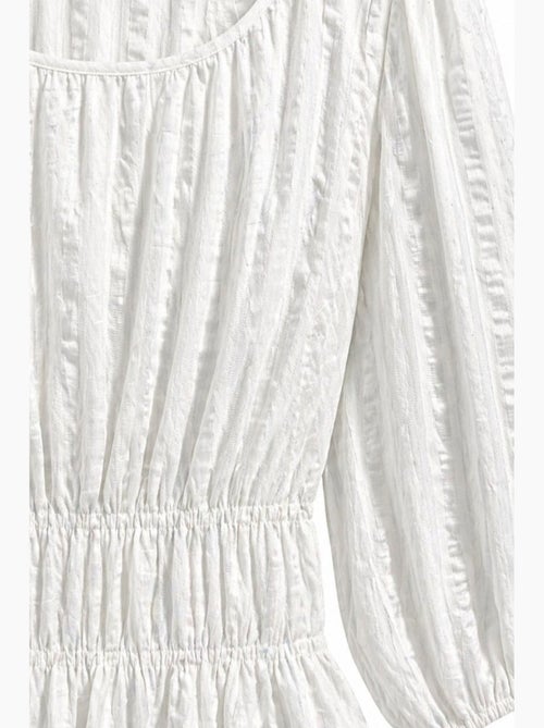 Blouse péplum texturée à col en u et manches trois-quarts mixray - Kiabi Blouse péplum texturée à col en u et manches trois-quarts mixray - Kiabi