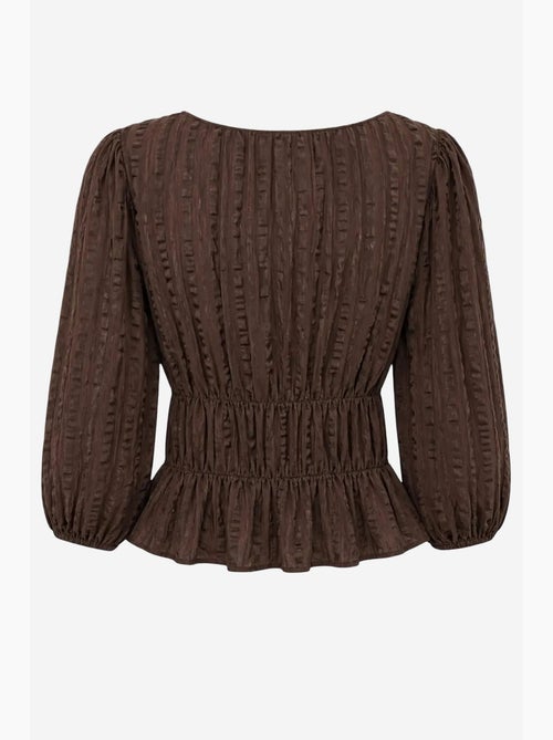 Blouse péplum texturée à col en u et manches trois-quarts mixray - Kiabi Blouse péplum texturée à col en u et manches trois-quarts mixray - Kiabi