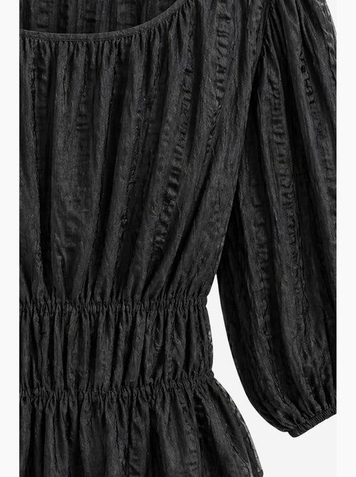 Blouse péplum texturée à col en u et manches trois-quarts mixray - Kiabi Blouse péplum texturée à col en u et manches trois-quarts mixray - Kiabi
