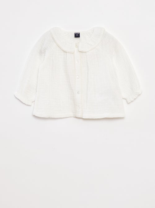 Blouse plumetis en gaze de coton - Kiabi