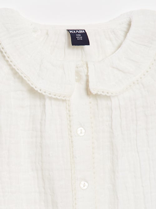 Blouse plumetis en gaze de coton - Kiabi