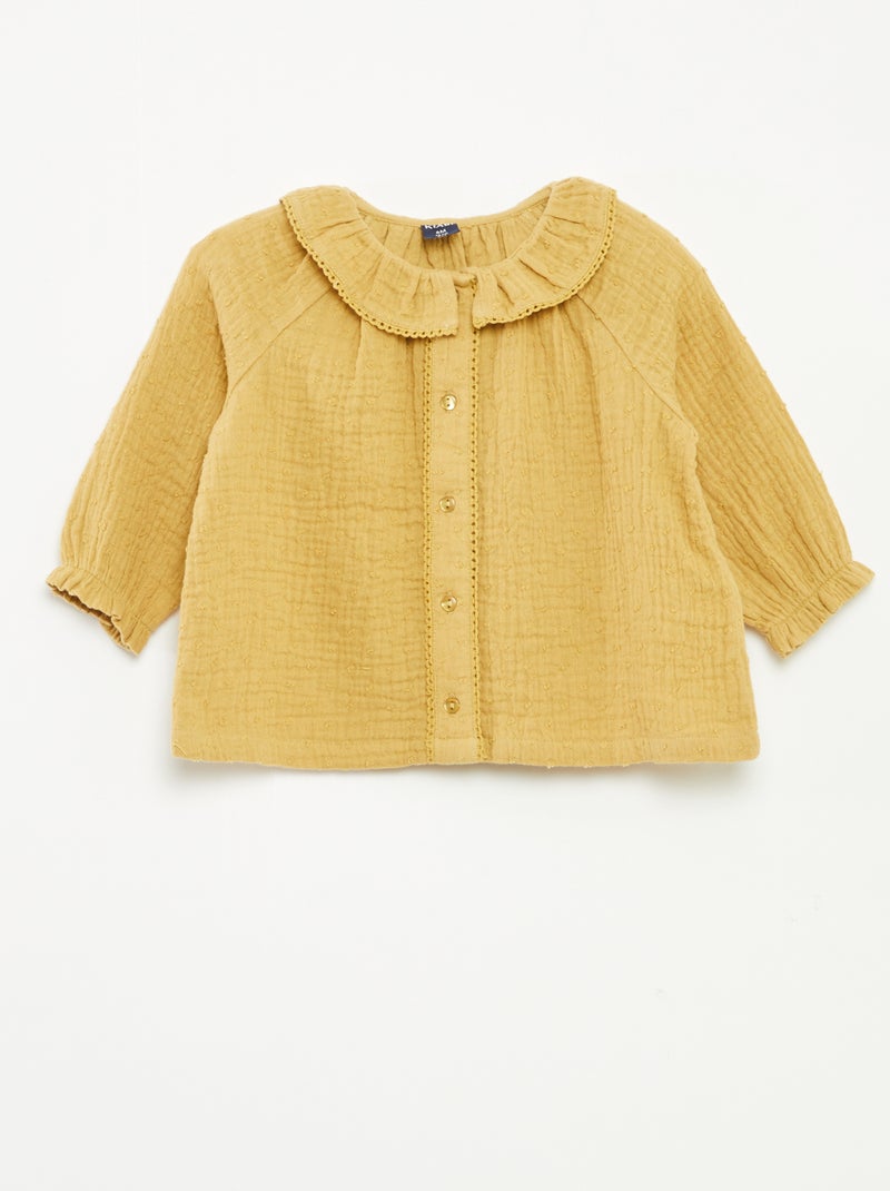 Blouse plumetis en gaze de coton Jaune - Kiabi