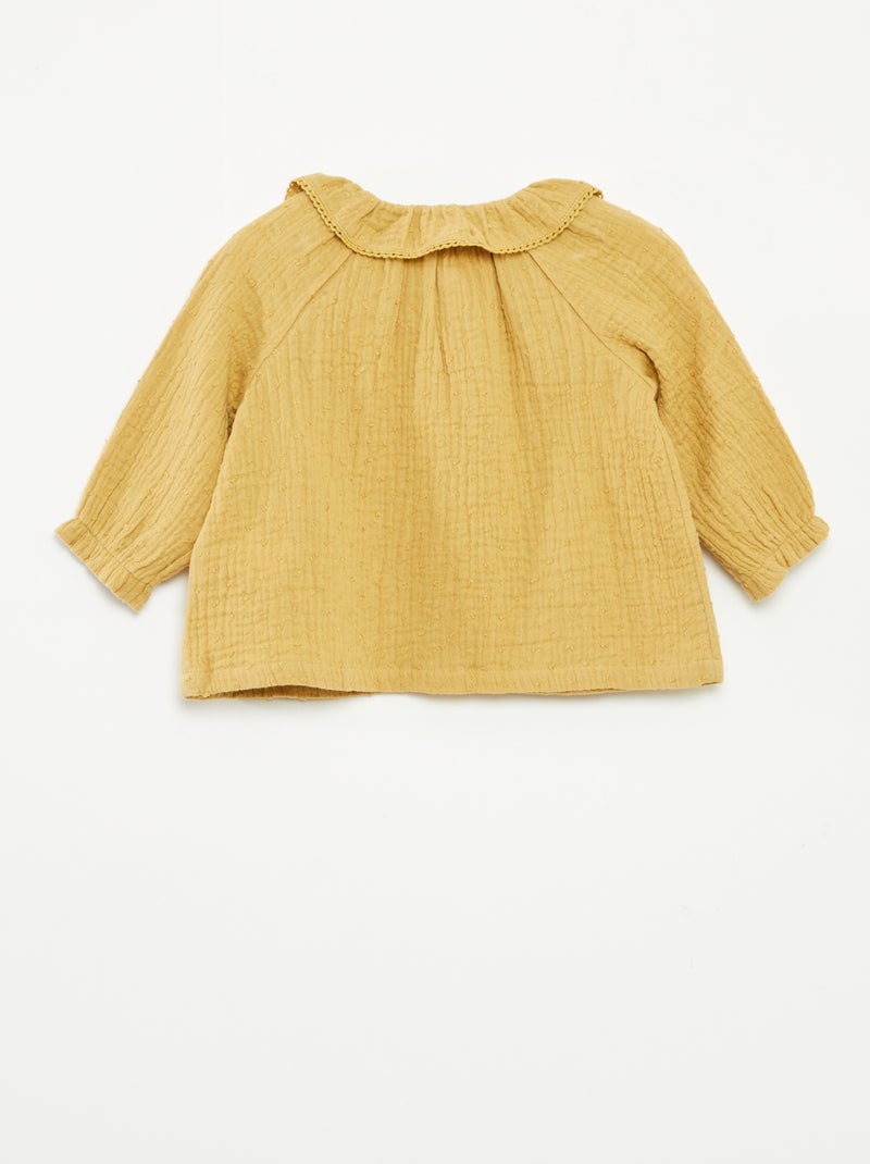 Blouse plumetis en gaze de coton Jaune - Kiabi
