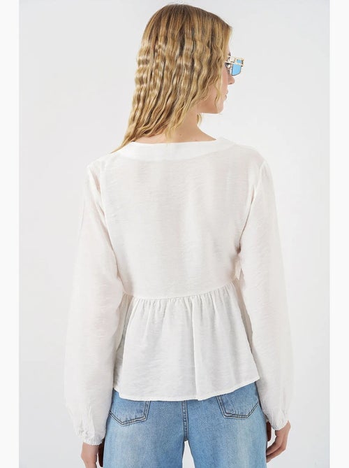 Blouse portefeuille en crêpe à col en v et détail nœud bdart - Kiabi