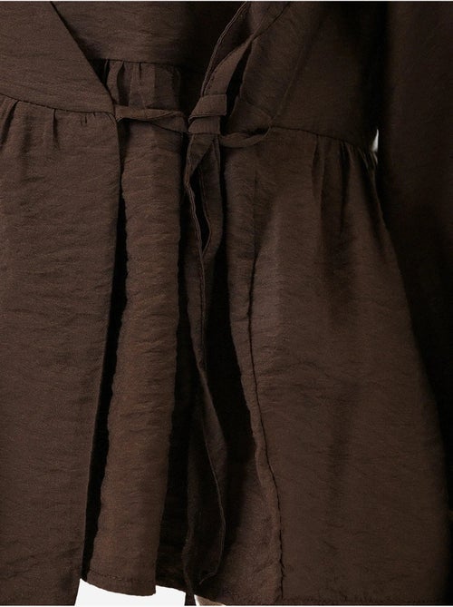 Blouse portefeuille en crêpe à col en v et détail nœud bdart - Kiabi