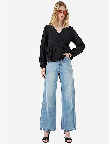 Blouse portefeuille en crêpe à col en v et détail nœud bdart