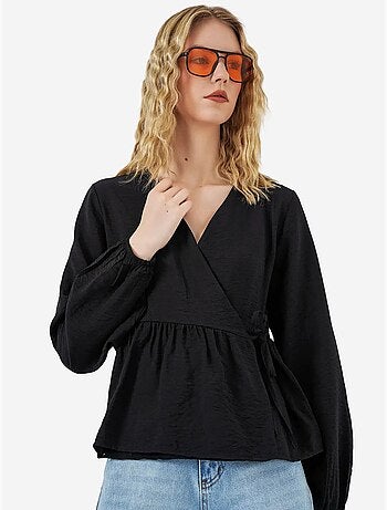 Blouse portefeuille en crêpe à col en v et détail nœud bdart