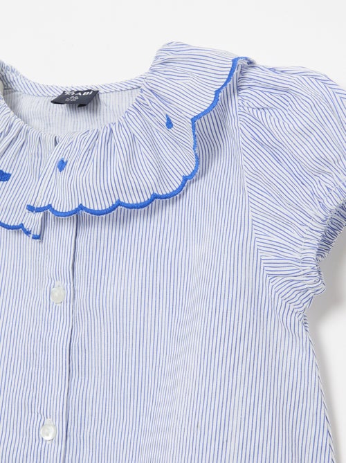 Blouse rayée à manches courtes et base volantée - Kiabi