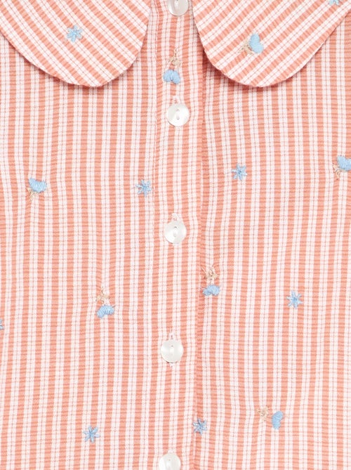 Blouse rayée à manches longues avec broderies 'fleurs' - Kiabi