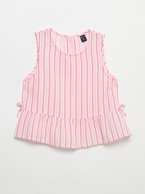 Blouse rayée avec nœuds fantaisie - Kiabi