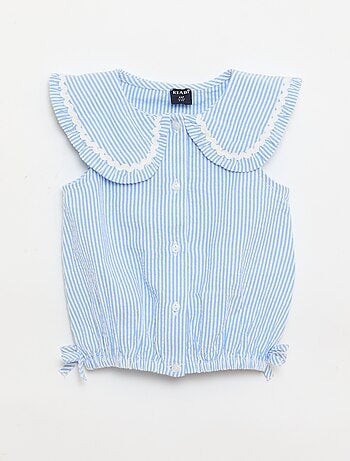 Blouse rayée en popeline en col claudine