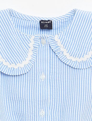 Blouse rayée en popeline en col claudine