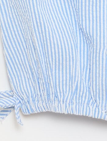 Blouse rayée en popeline en col claudine