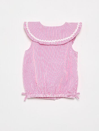 Blouse rayée en popeline en col claudine