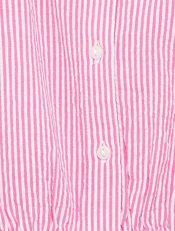 Blouse rayée en popeline en col claudine