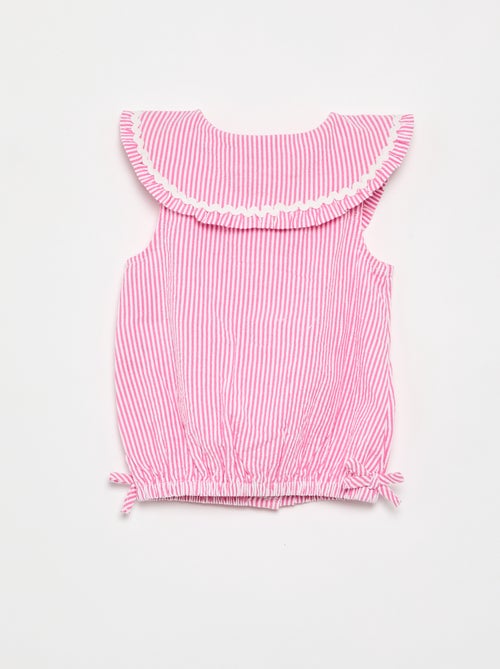 Blouse rayée en popeline en col claudine - Kiabi